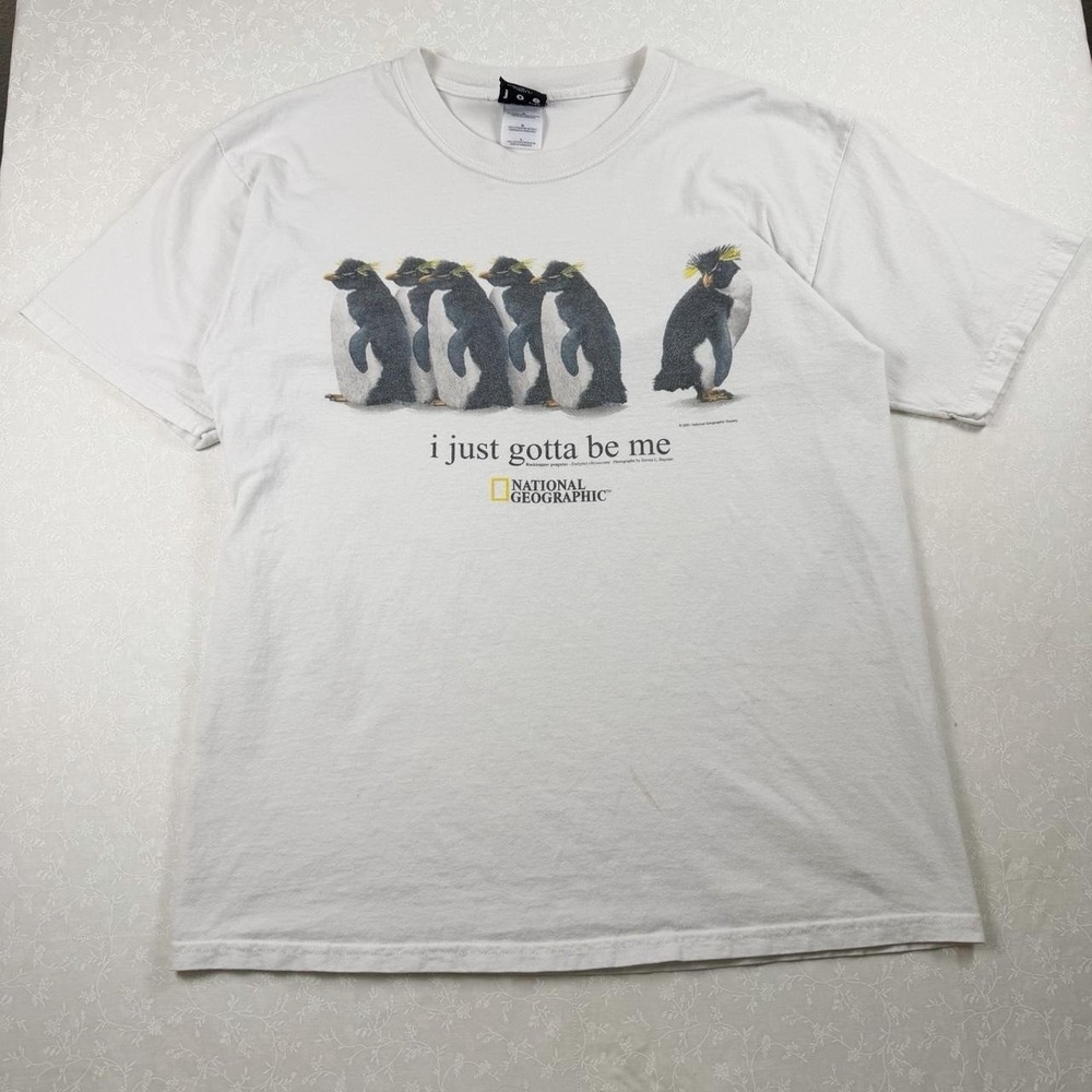 Vintage 2001 "I Just Gotta Be Me" National Geographic Penguin Tee — Men's L